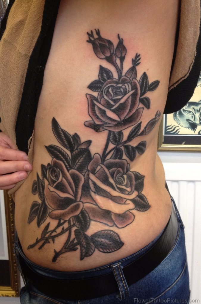 55 Stunning Rose Tattoos On Rib.