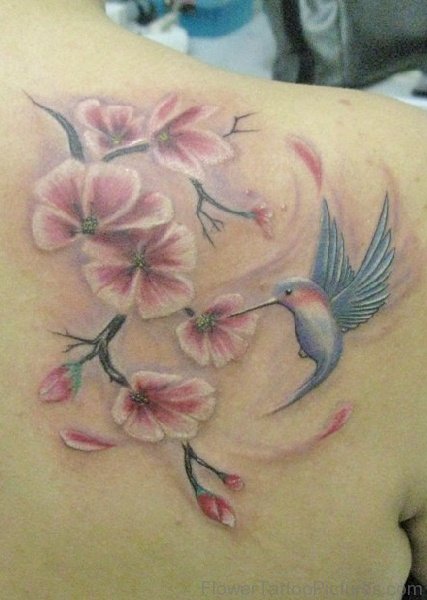 Hummingbird And Cherry Blossom Tattoo