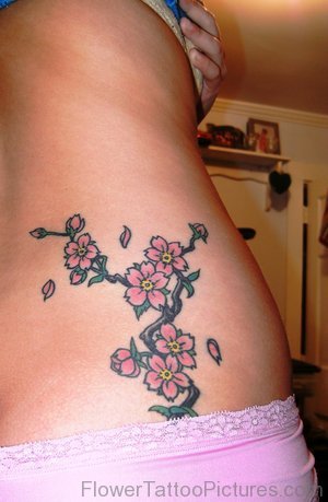 Japanese Cherry Blossom Tattoo Design On Back