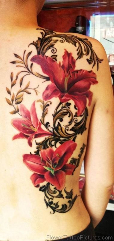 Lily Tattoo Design On Back