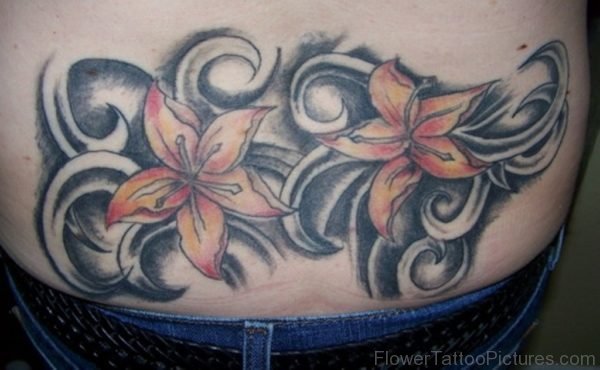 Lily Tattoo On Lower Back