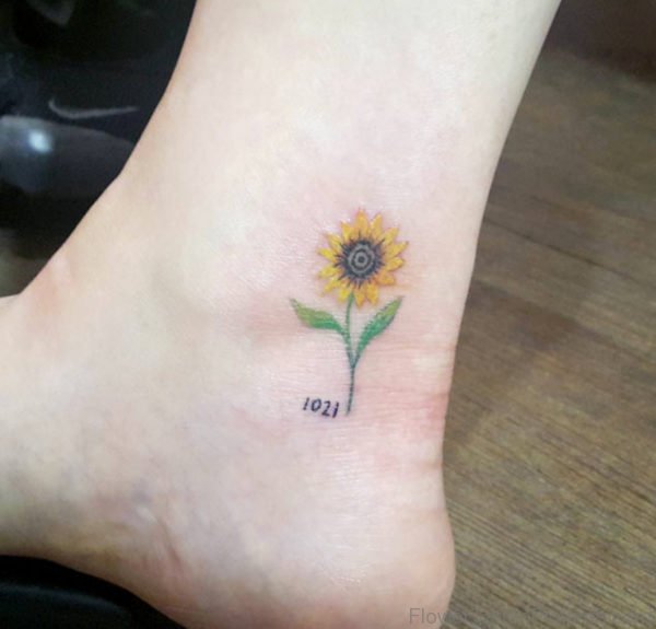 Little Sunflower Tattoo On Foot