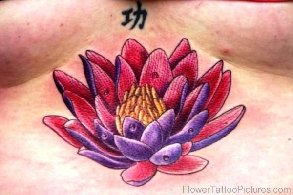 Lotus Below Chest Tattoo