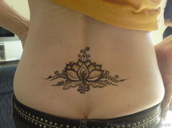 Lotus Flower Tattoo Design on Lower Back