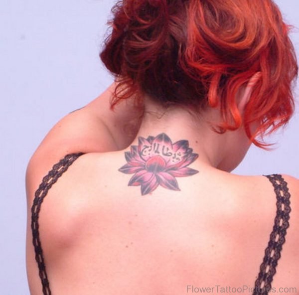 Lotus Flower Tattoo On Girl Nape