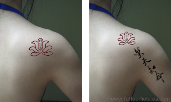 Lovley Lotus Tattoo On Back Shoulder