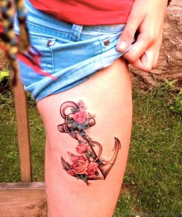 Nice Anchor And Rose Tattoo