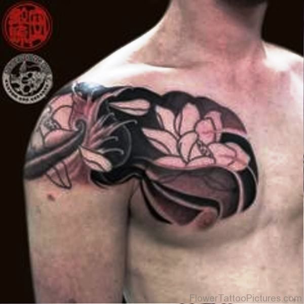Nice Lotus Tattoo On Chest