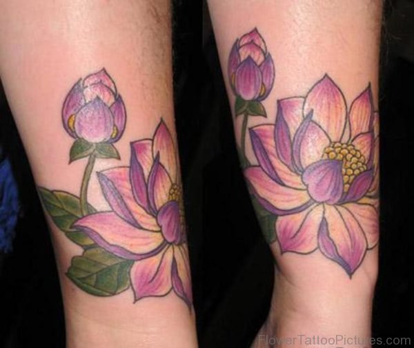 Nice Pink Lotus Flower Tattoo