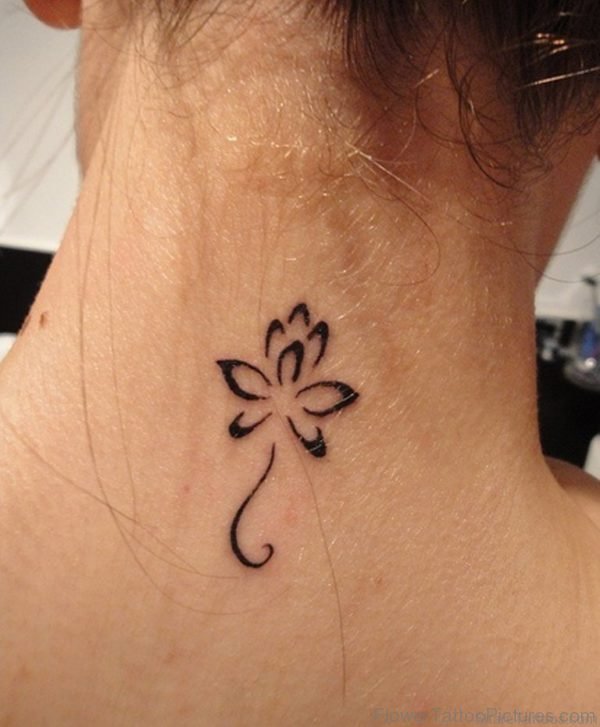 Outline Lotus Tattoo On Nape