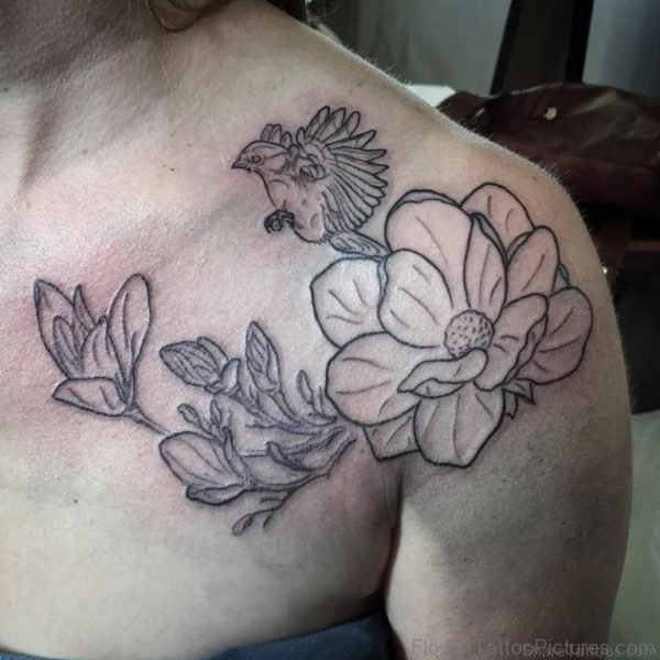 Outline Magnolia Tattoo