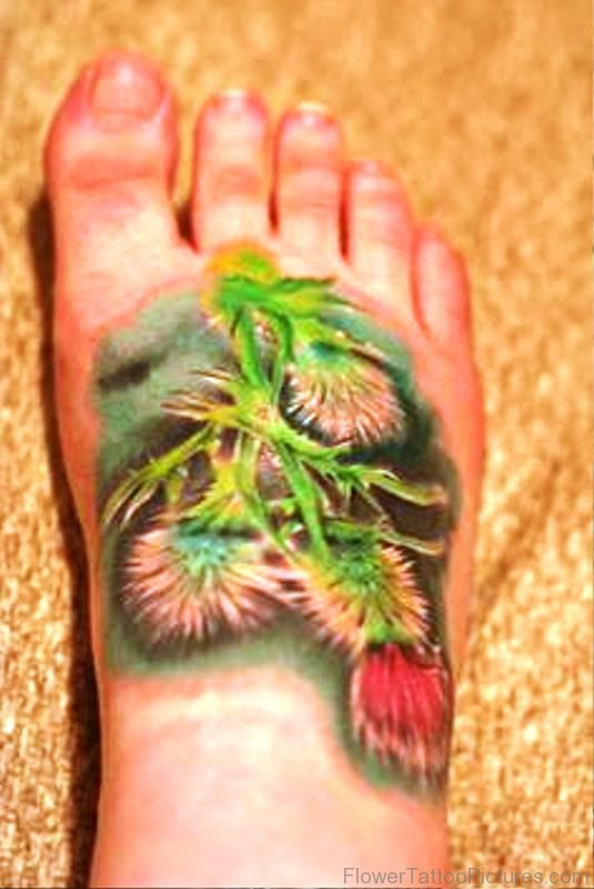 Pic Of Alpine Thistle Tattoo On Foot