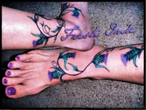 Picture Of Alpine Thistle Tattoo On Feet