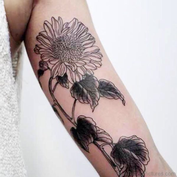 Picture Of Sunflower Tattoo On Leg