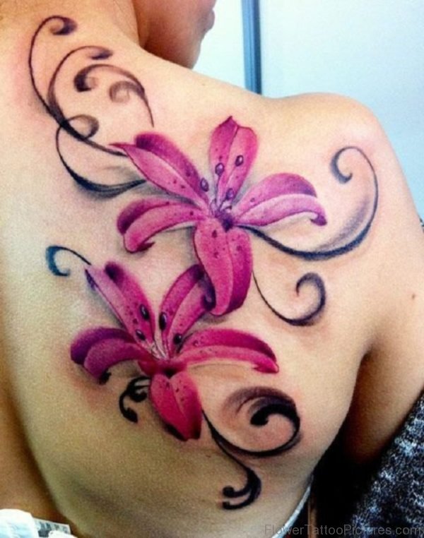 Pink Lily Flower Tattoo