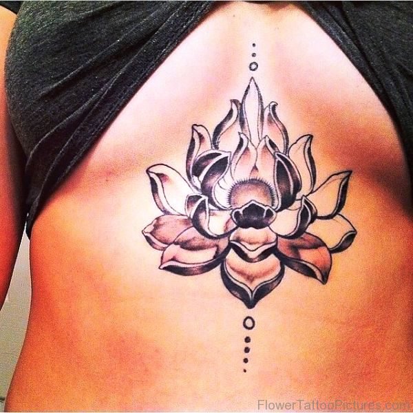 Pretty Lotus Tattoo On Chest