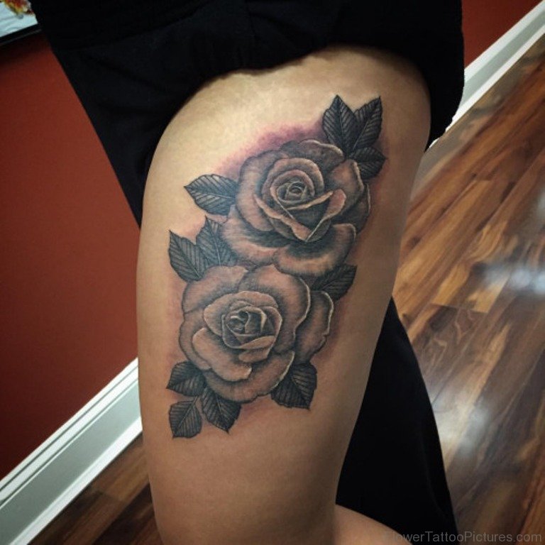 Phenomenal Rose Tattoos On Thigh