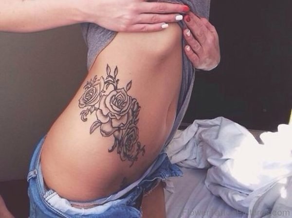 Pretty Rose Tattoo On Rib