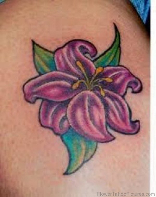 Purple Amaryllis Flower Tattoo