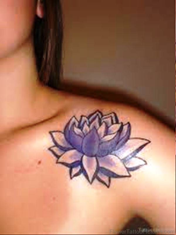 Purple Lotus Tattoo On Chest