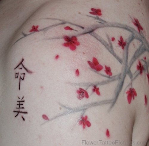 Red Cherry Blossom Tattoo