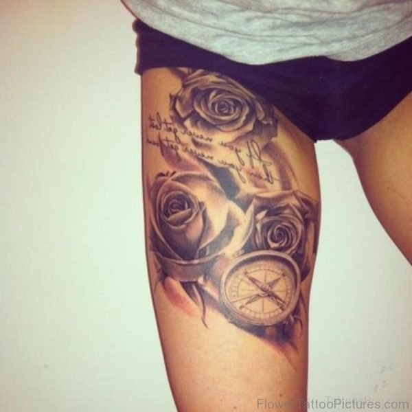 Rose And Compass Tattoo