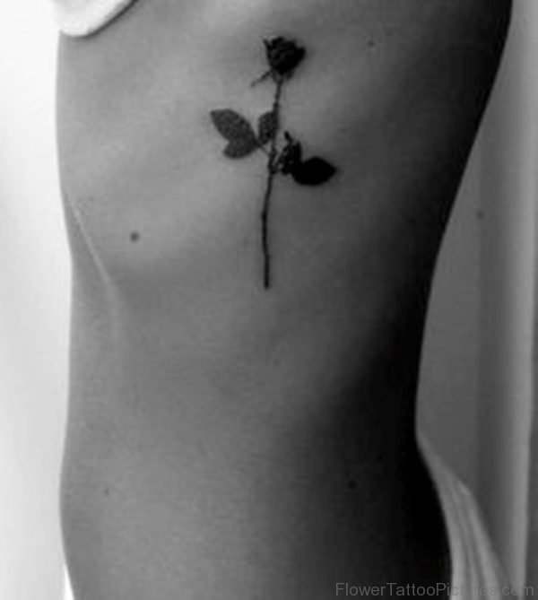 Rose Flower Tattoo On Rib Image