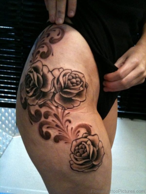 Rose Side Thigh Tattoo