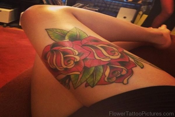 Rose Tattoo For Thigh