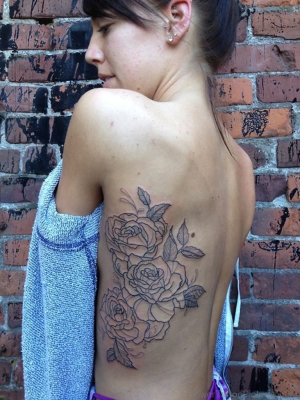 Rose Tattoo On Girl Rib