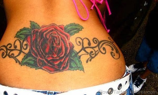Rose Tattoo On Lower Back