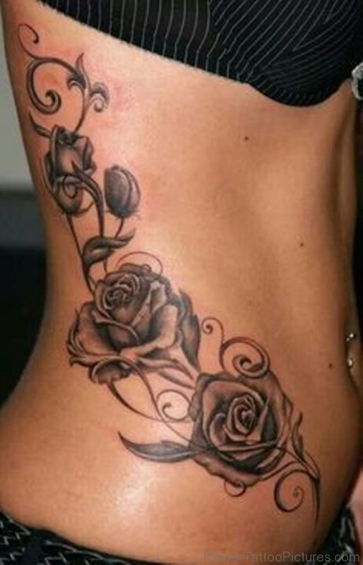Rose Tattoo On Rib Image