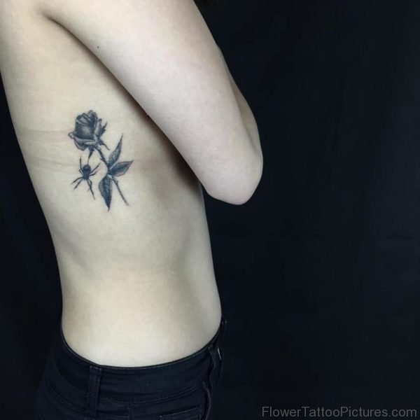 Simple Rose Tattoo on Rib