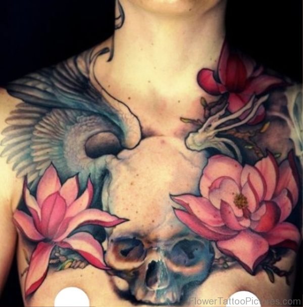 Skull And Lotus Tattoo
