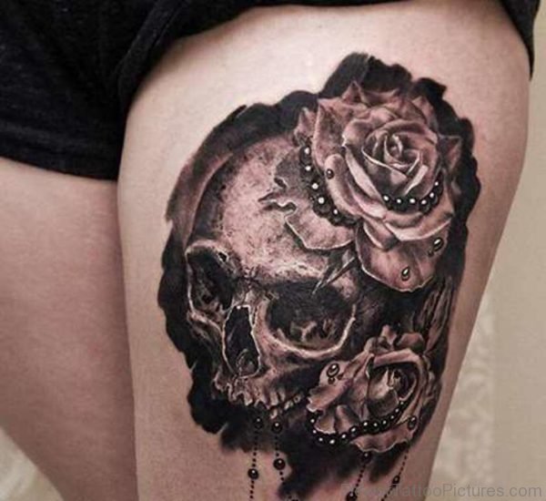 Skull And Rose Tattoo 2