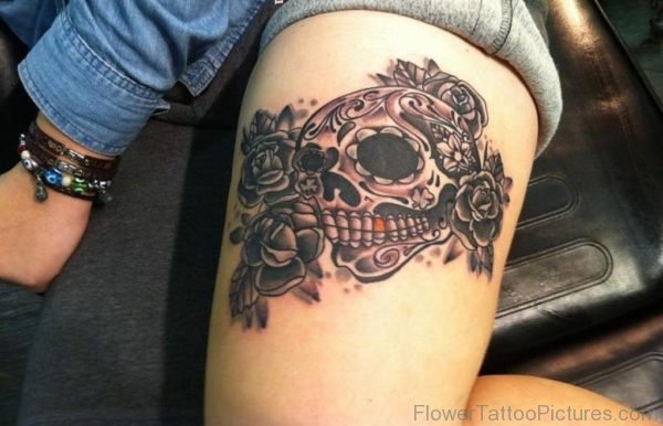Skull With Rose Tattoo