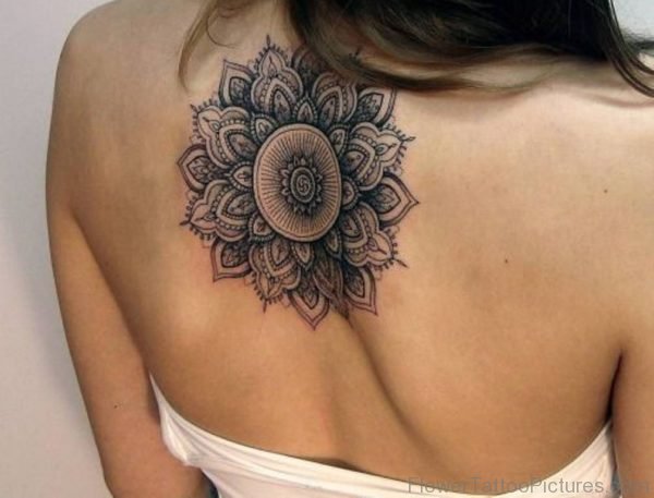 Spiritual Mandala Flower Tattoo On Upper Back