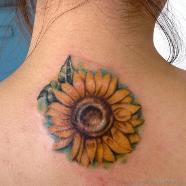 Sunflower Tattoo On Nape
