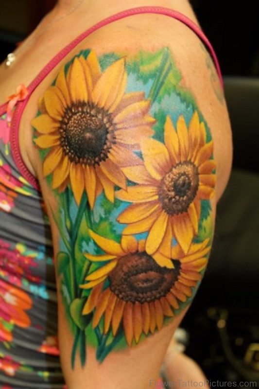 Sunflowers Tattoos On Arm