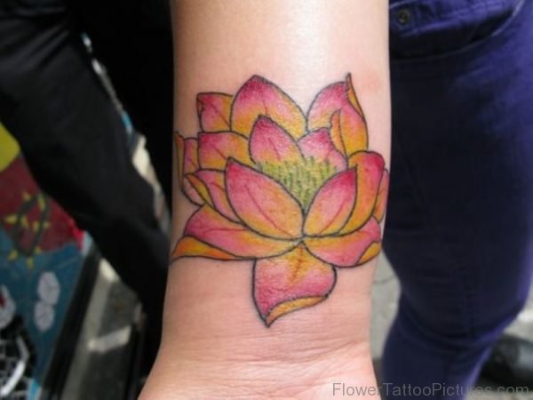Trendy Lotus Tattoo On Wrist