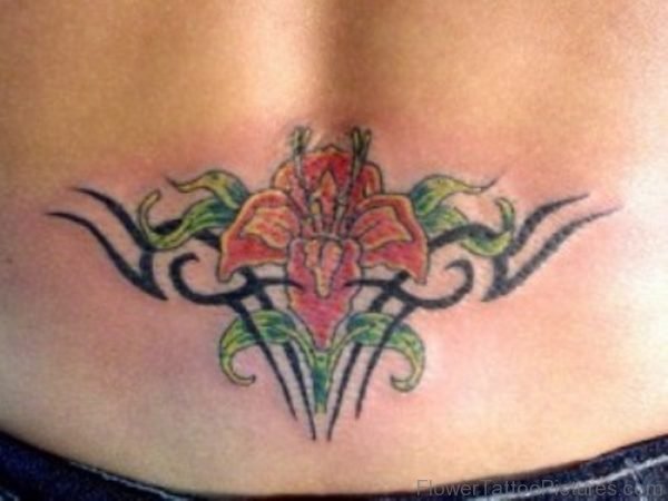 Tribal Flower Lower Back Tattoo