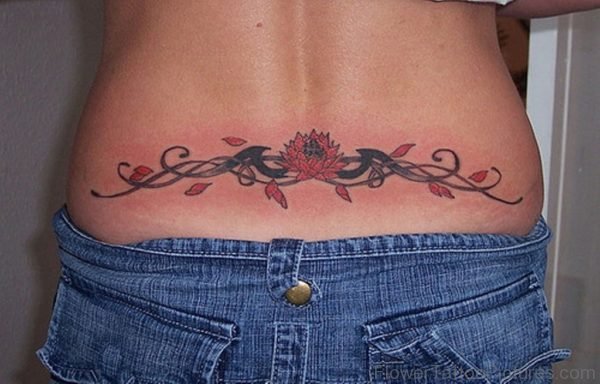 Tribal Lotus And Flower Tattoo