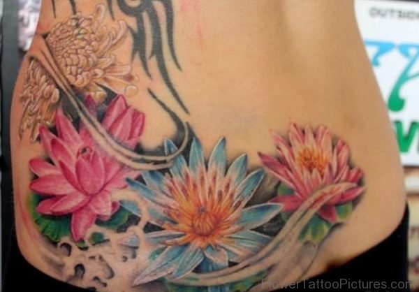 Unique Lily Flower Tattoo On Back