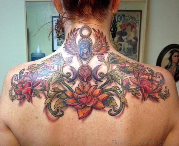 Upper Back Flower Tattoos for Women