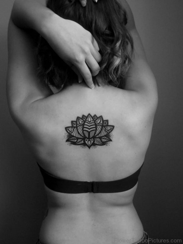 Upper Back Lotus Flower Tattoo for Women