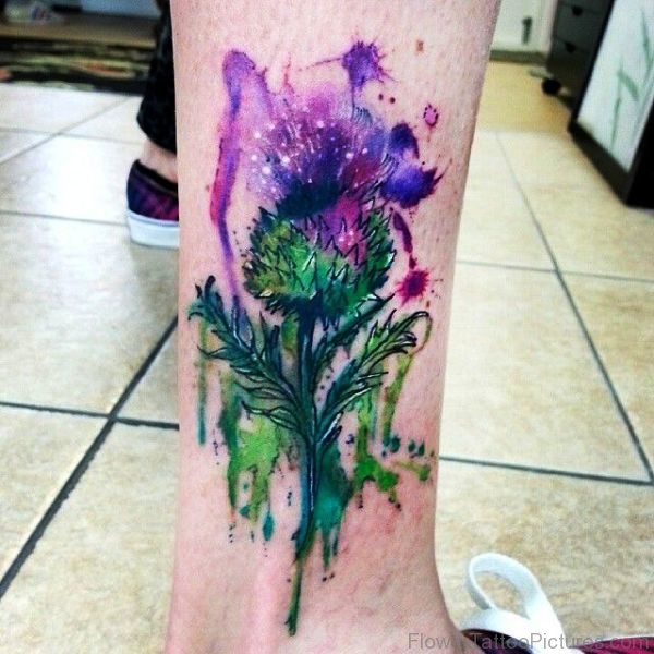 Water Color Alpine Thistle Tattoo