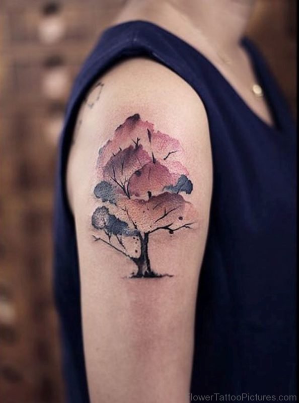 Watercolor Magnolia Tree Tattoo