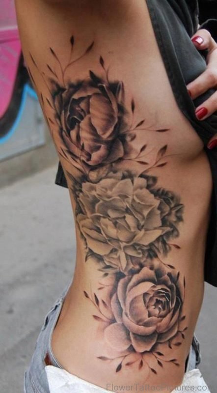Wonderful Rose Tattoo on Rib