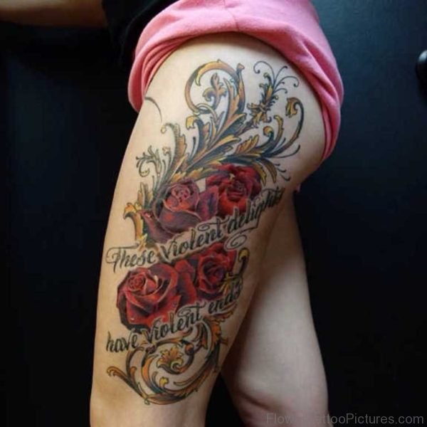 Wording And Rose Tattoo
