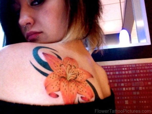 Yellow Lily Flower Tattoo